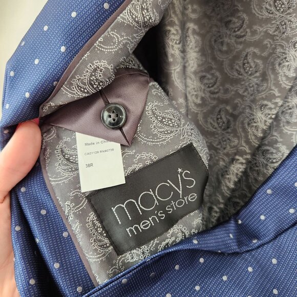 NWT $350 Tallia Blue Blazer Suit Jacket Sport Coat Polka Dot Men's 38 Reg (38R) - Picture 7 of 7